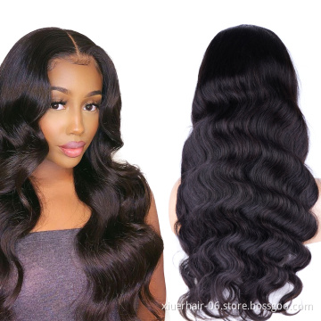 Ready To Ship Brazilian HD Body Wave Wholesale 100% Vendors Glueless Virgin Front Lace Curly Wet and Wavy Human Hair Wig